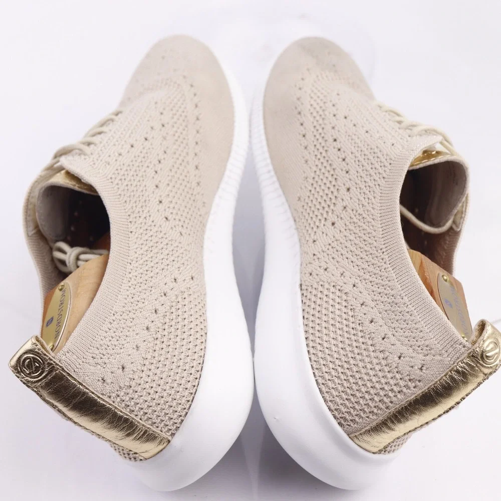 Cole Haan Womens 2.Zerogrand Oxford Shoes Size 11 Tan Knit Wingtip Sneaker Comfy